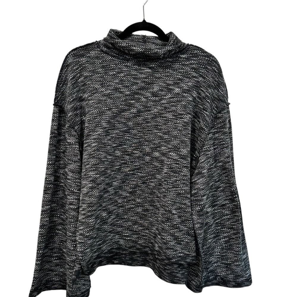 Free People We The Free Marled‎ Knit Turtleneck Sweater Oversized Gray, Medium